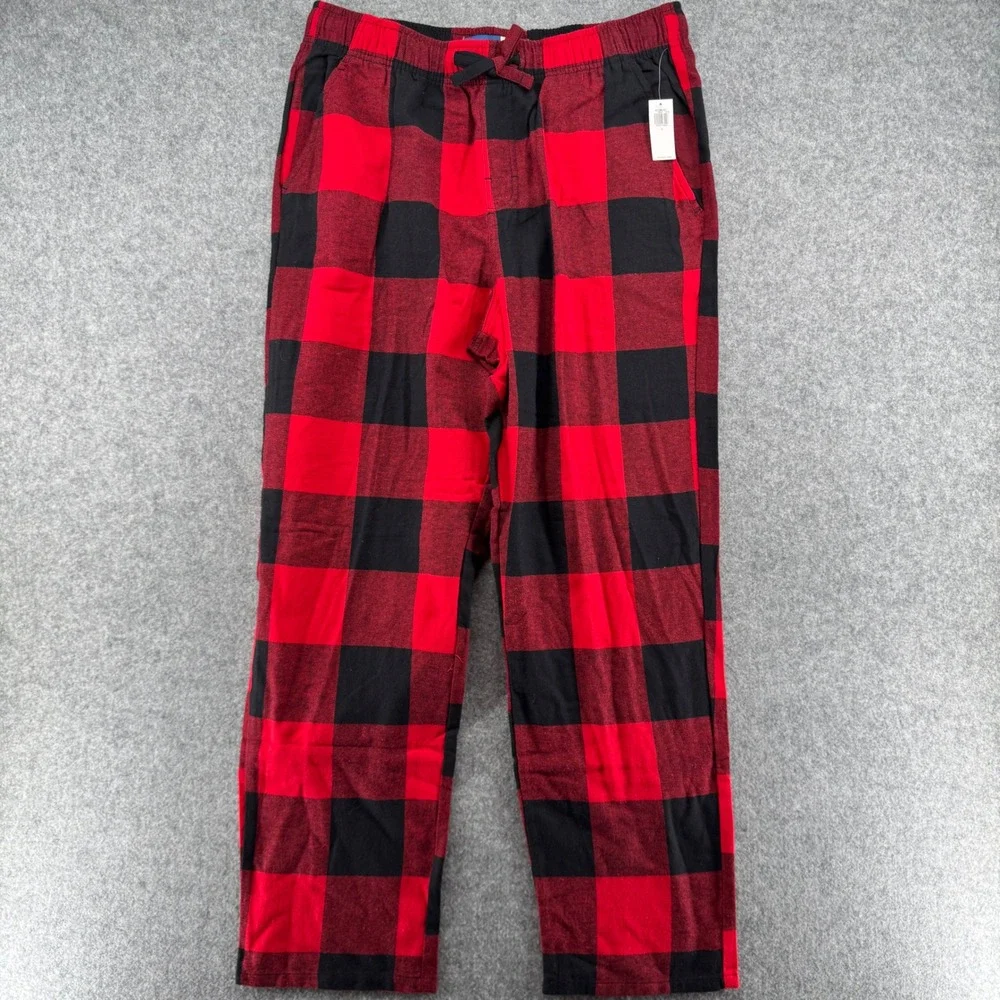 Old Navy Pajama Pants Mens L Red Black Buffalo Plaid Cotton 407069-03-1